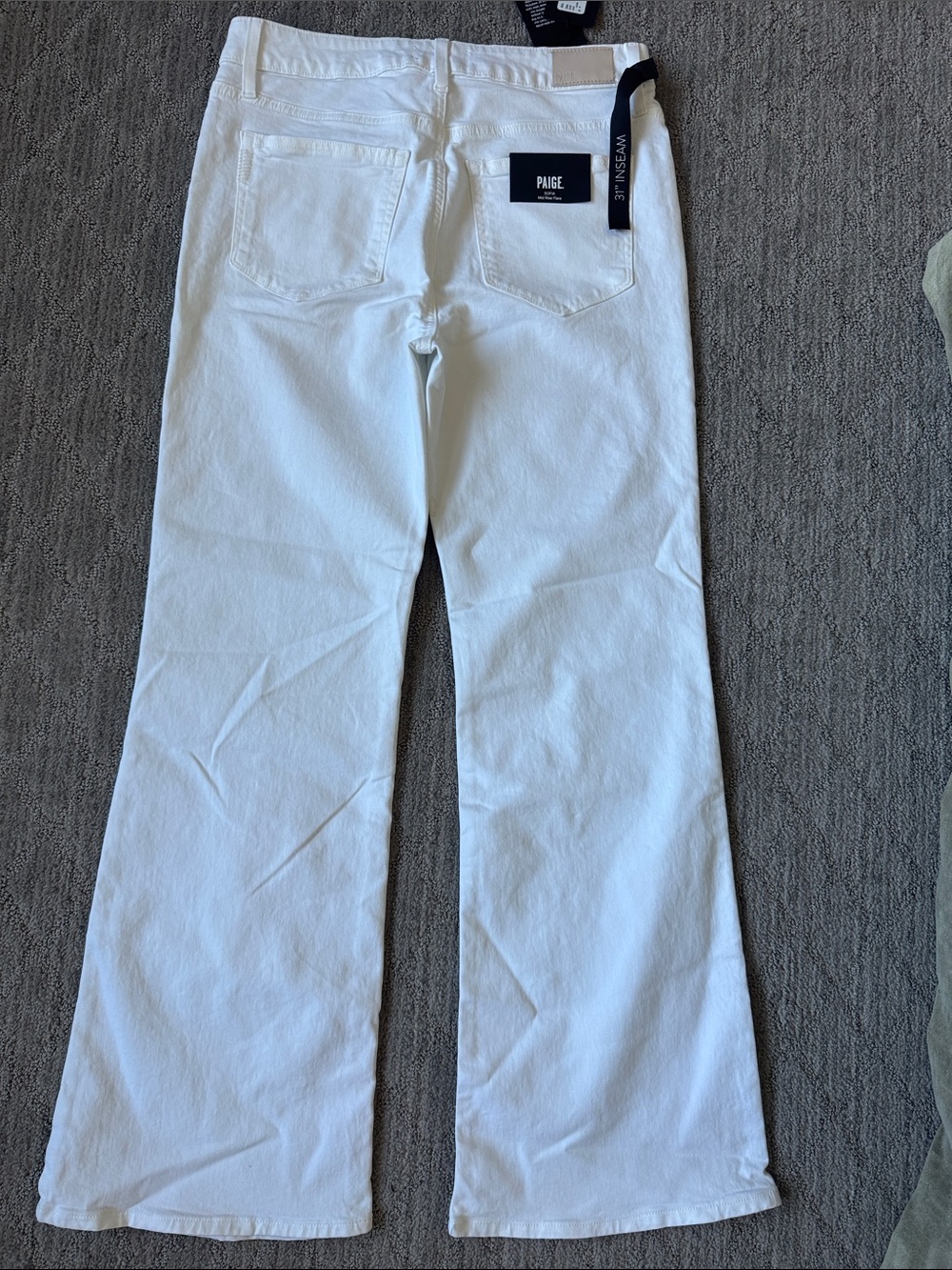 PAIGE Sofia White Wide-Leg Flare Denim Jeans - Picture 5 of 6